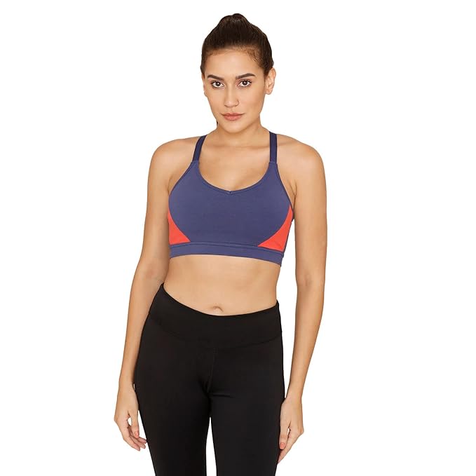 Back view of Zelocity sports bra with wide supportive straps and stay-put hemline.