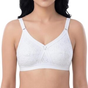 brida bra Barsa Women Cotton Non Padded Bra in White with full coverage, wire-free comfort, and adjustable straps.