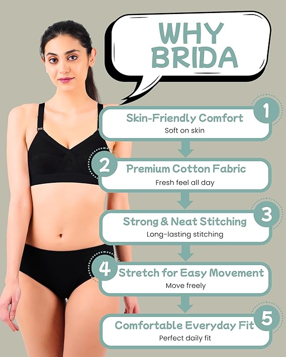 brida bra | Brida Barsa Women Cotton Non Padded Bra – Full Coverage Wire-Free Bra | Offerss - Image 2