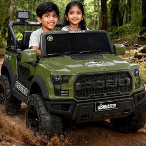 Wishmaster 4x4 Driving EV Cars for 1-8 Year Electric Ride on Jeep for Kids | Remote + Steering + Mobile App Control | Jeeps car for Boys & Girls